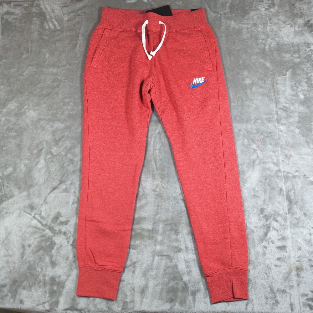 Nike Heritage Sweatpants Men Medium Red Jogger Pant Tapered 928441 687 New